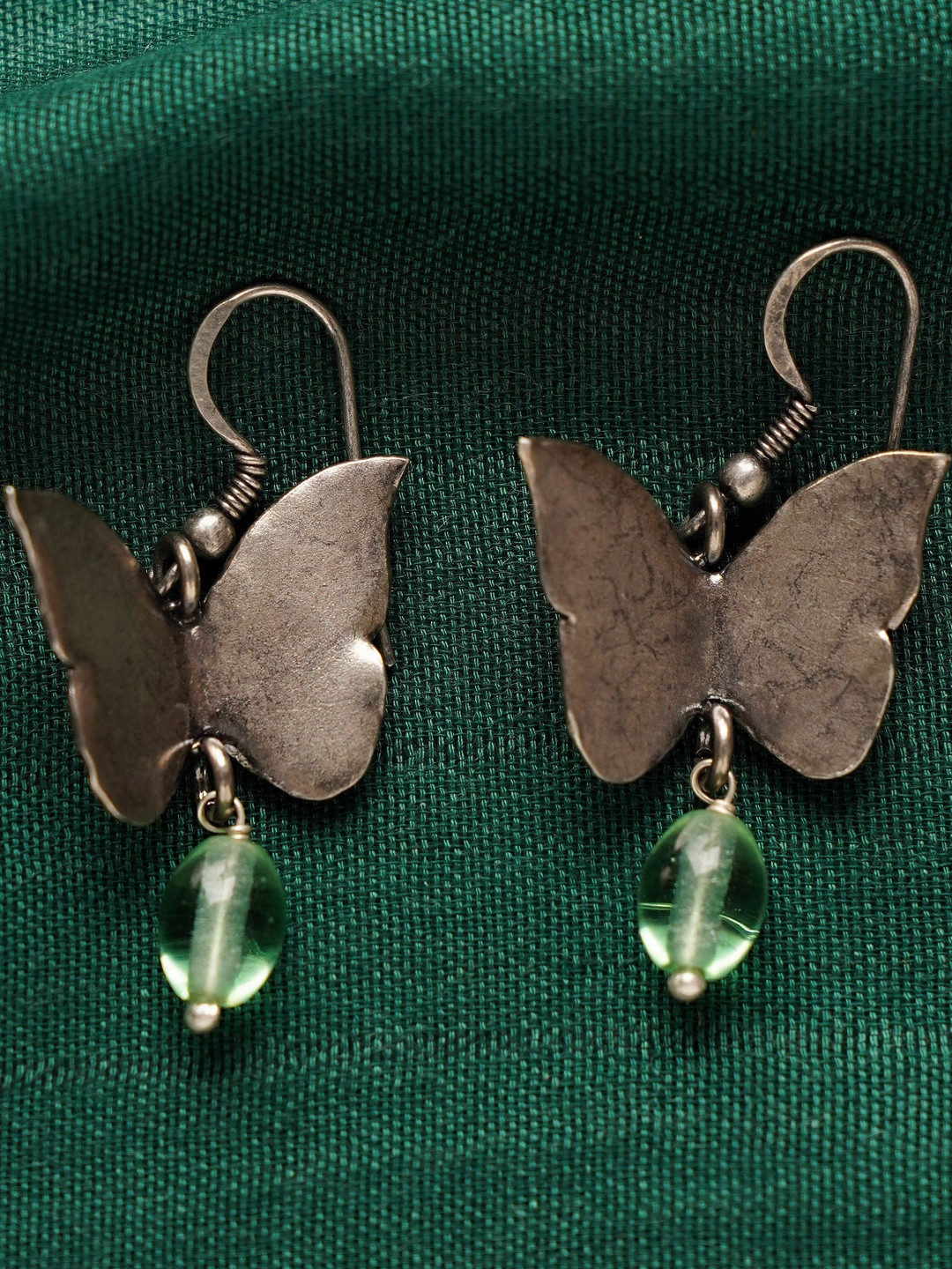 JAYPORE Silver Agate Studded Drop Earrings