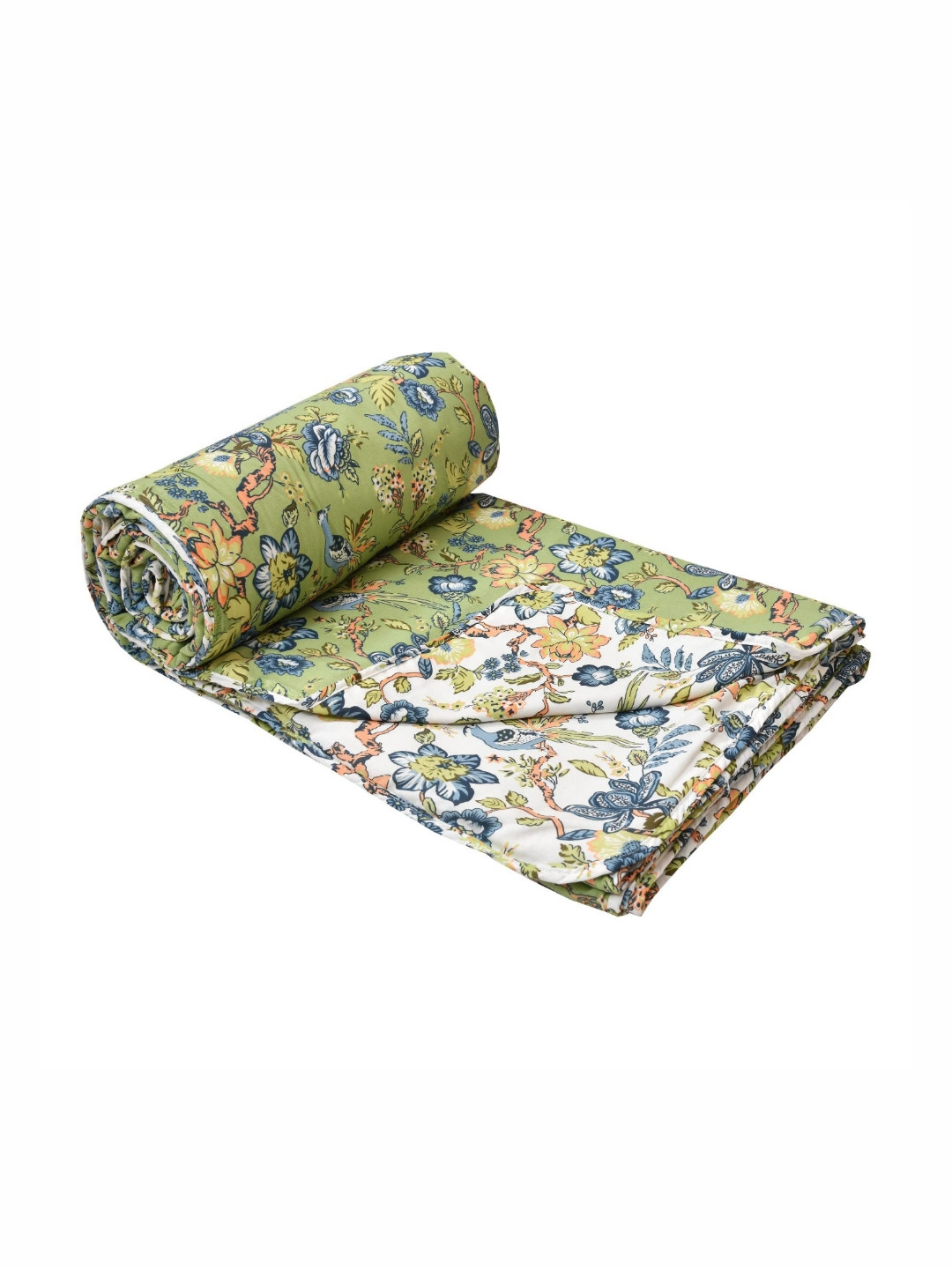DecorativeDreams White & Green Printed Cotton Summer 150 GSM Single Bed Blanket