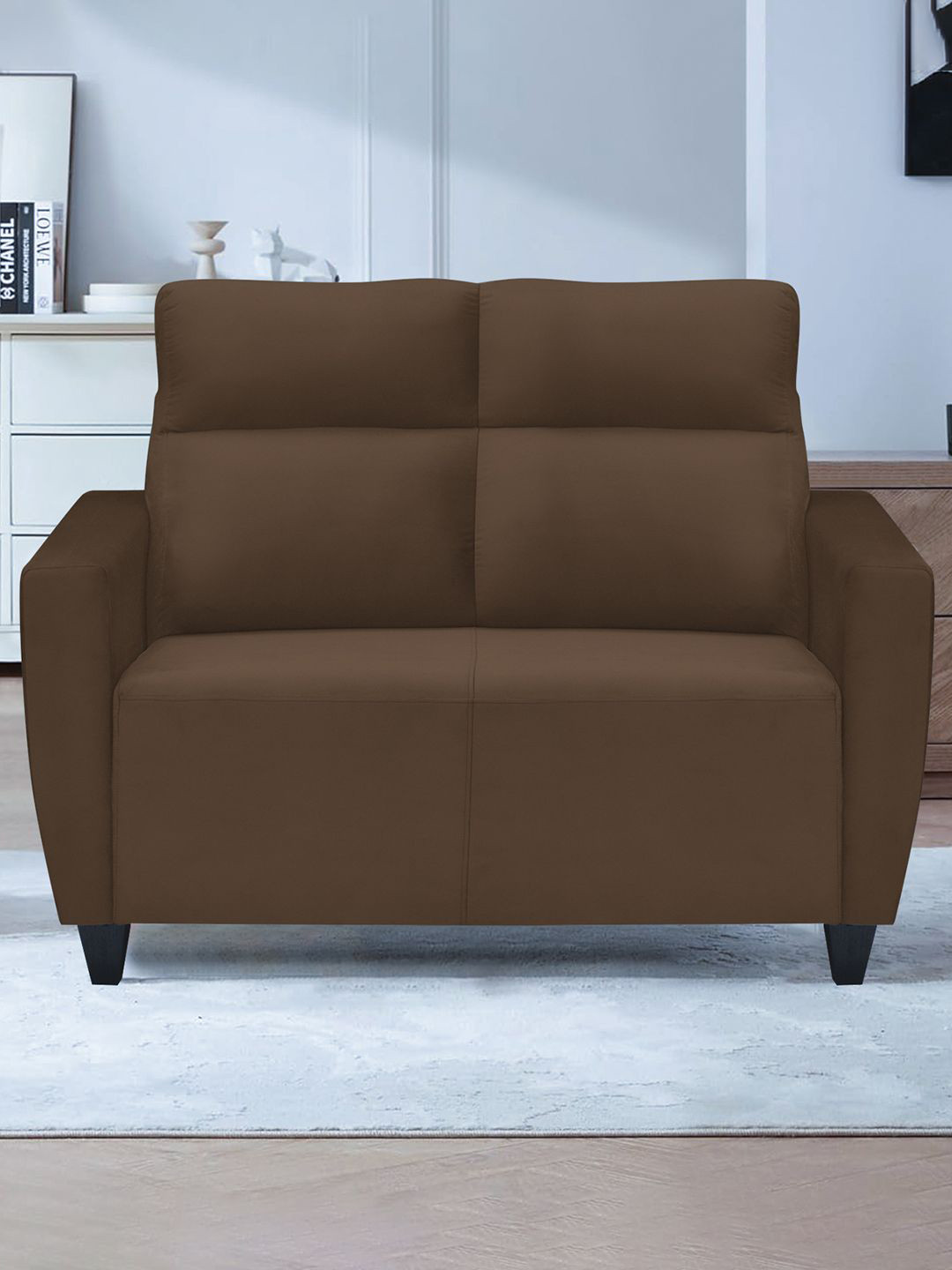 ARRA Brown 2-Seater Velvet Sofa