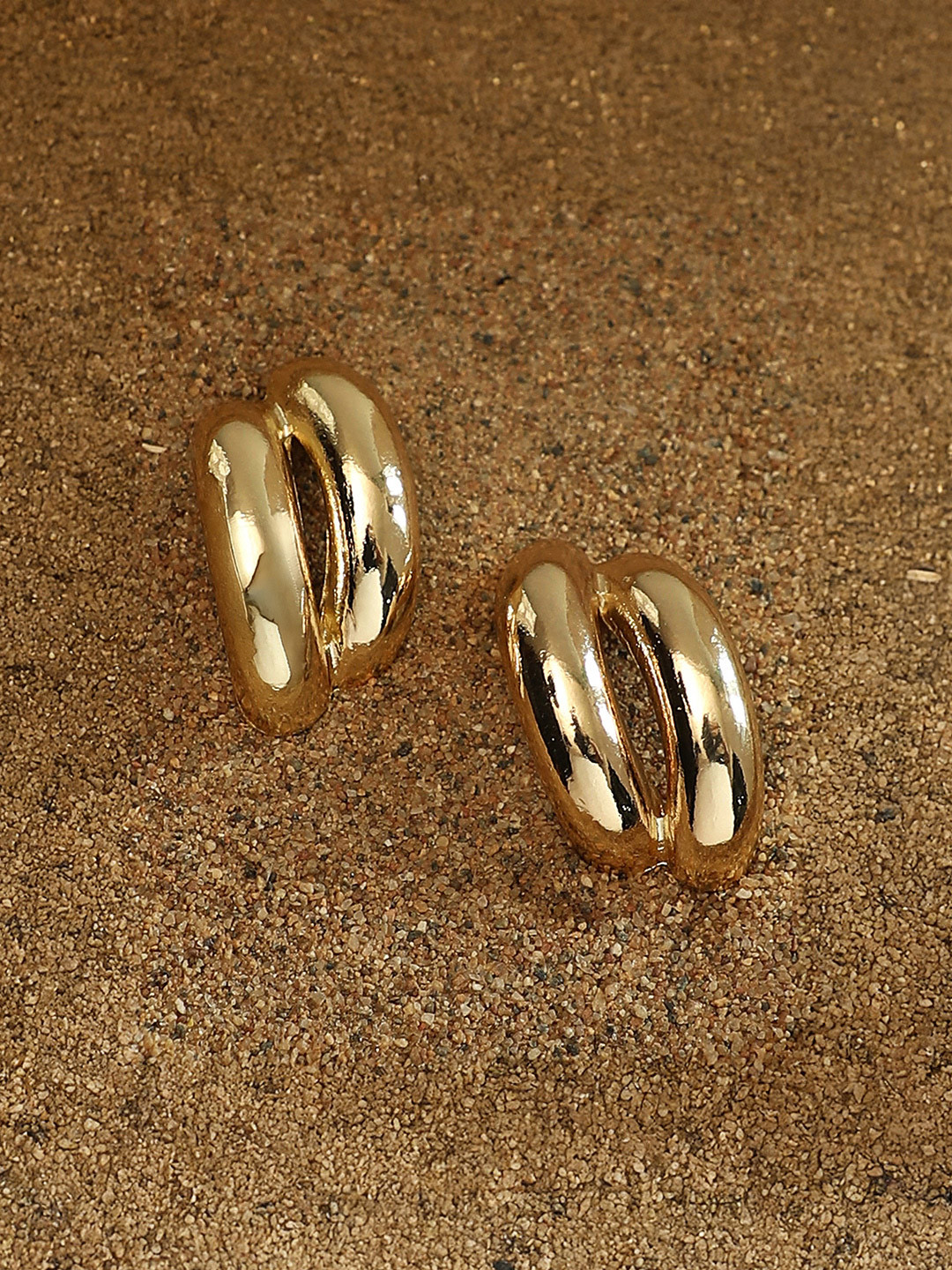 SOHI Gold-Plated Strokes Hoop Earrings