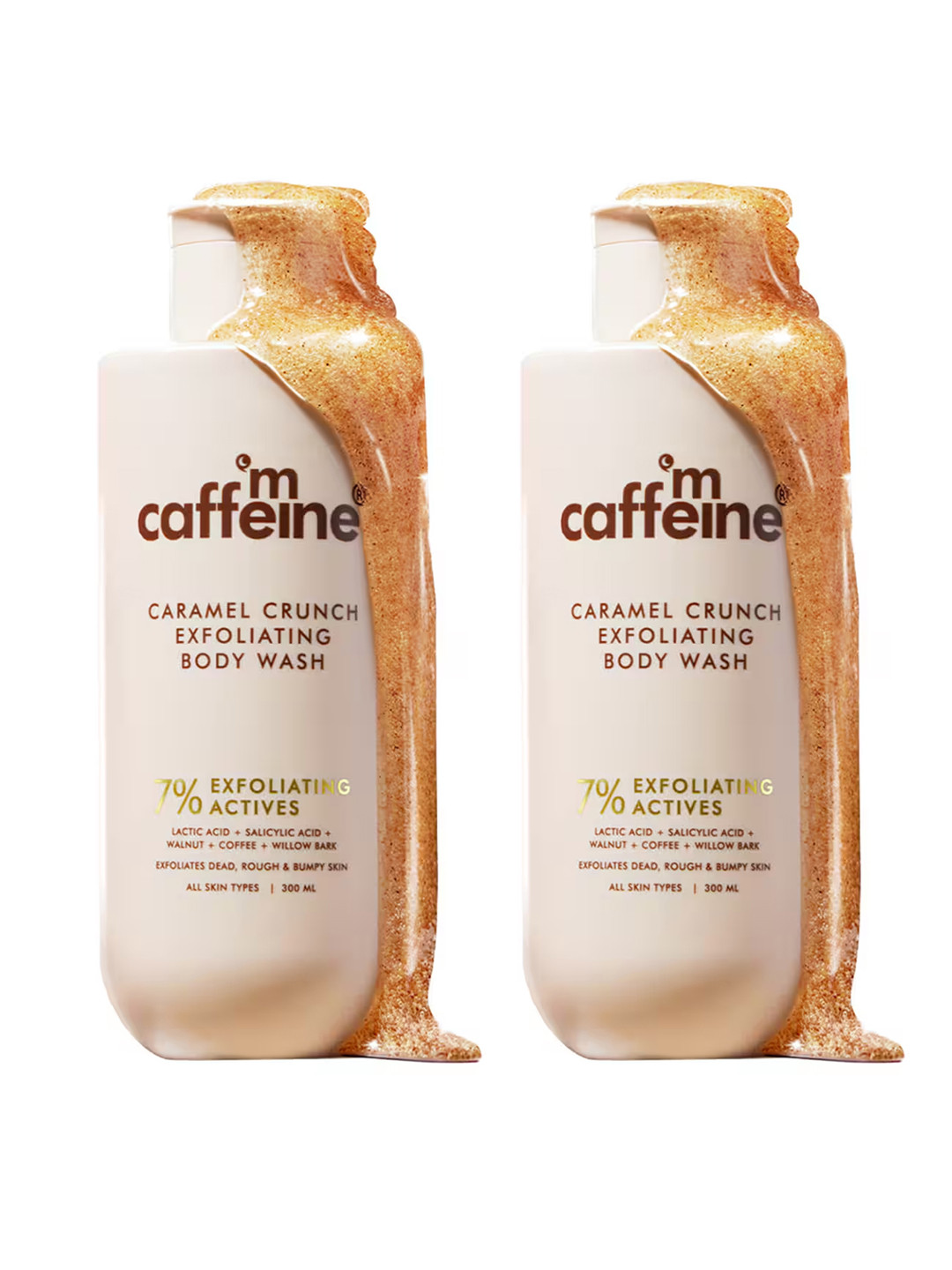 MCaffeine Set of 2 7% Exfoliating Body Wash with 1% Salicylic & 2% Lactic Acid- 300ml each
