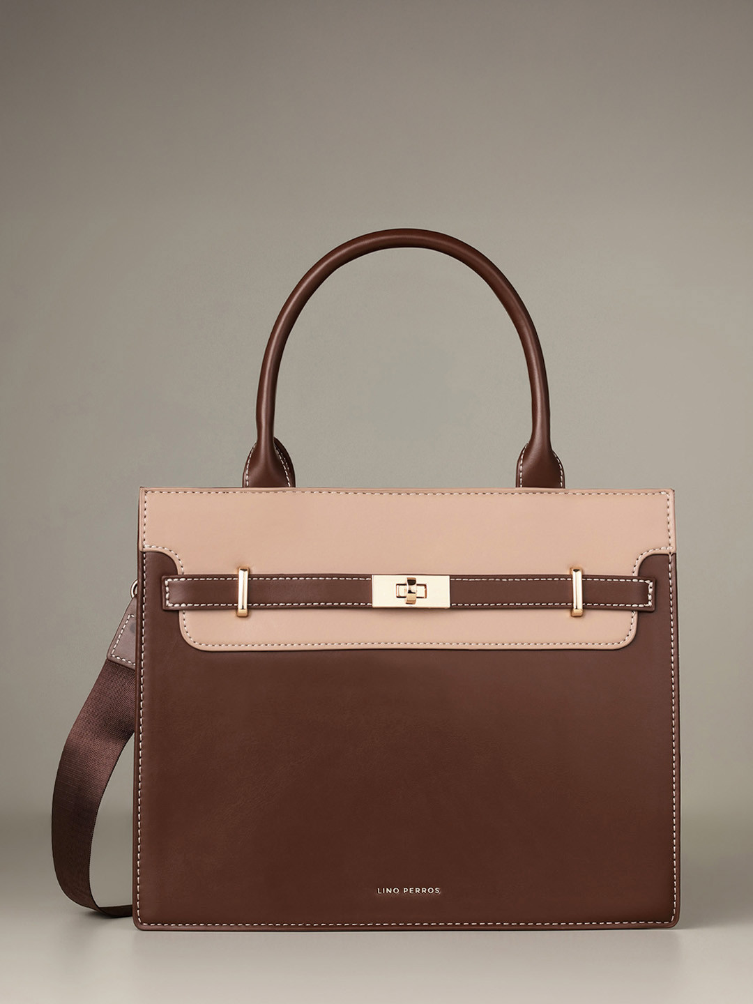 Lino Perros Monroe Sable Women Colourblocked Structured Satchel