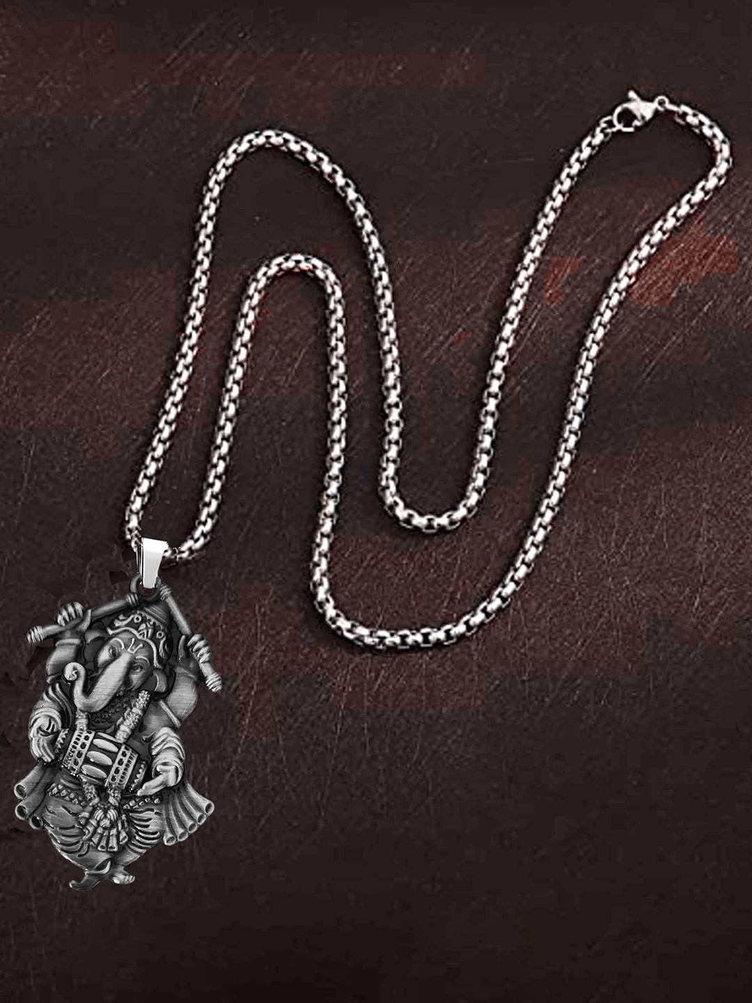 THE MEN GIFT Lord Ganesha Temple Contemporary Shaped Pendant with Chain