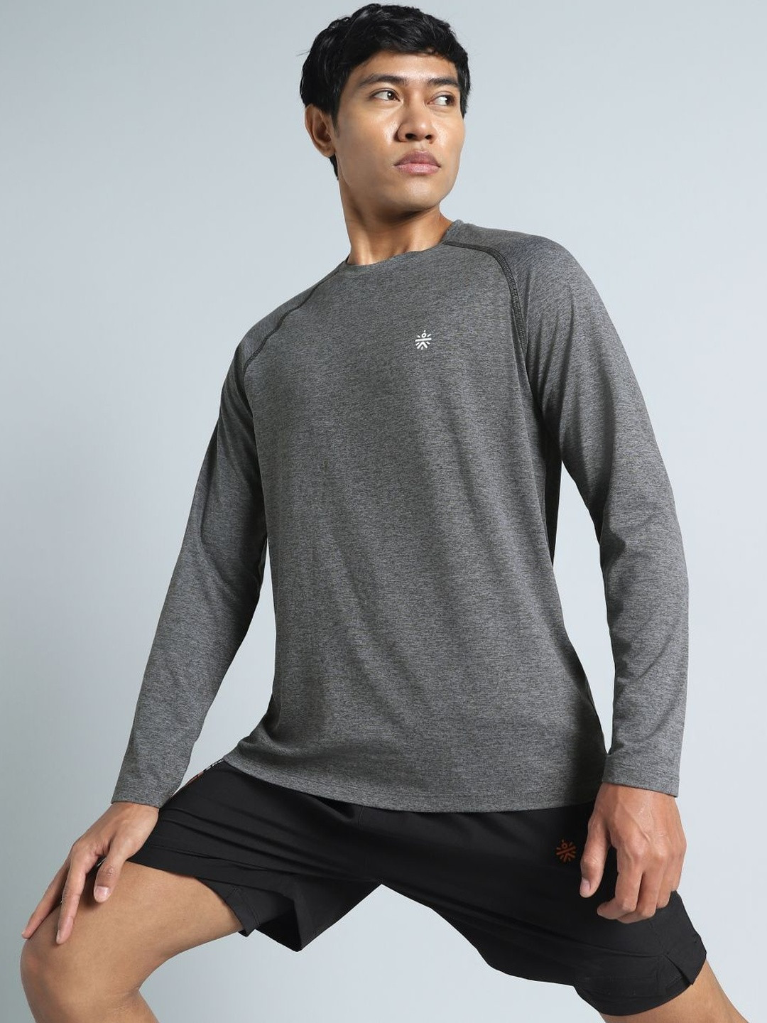 CULT Men Dark Grey Active Day COMFORtech Full Sleeve T-shirt