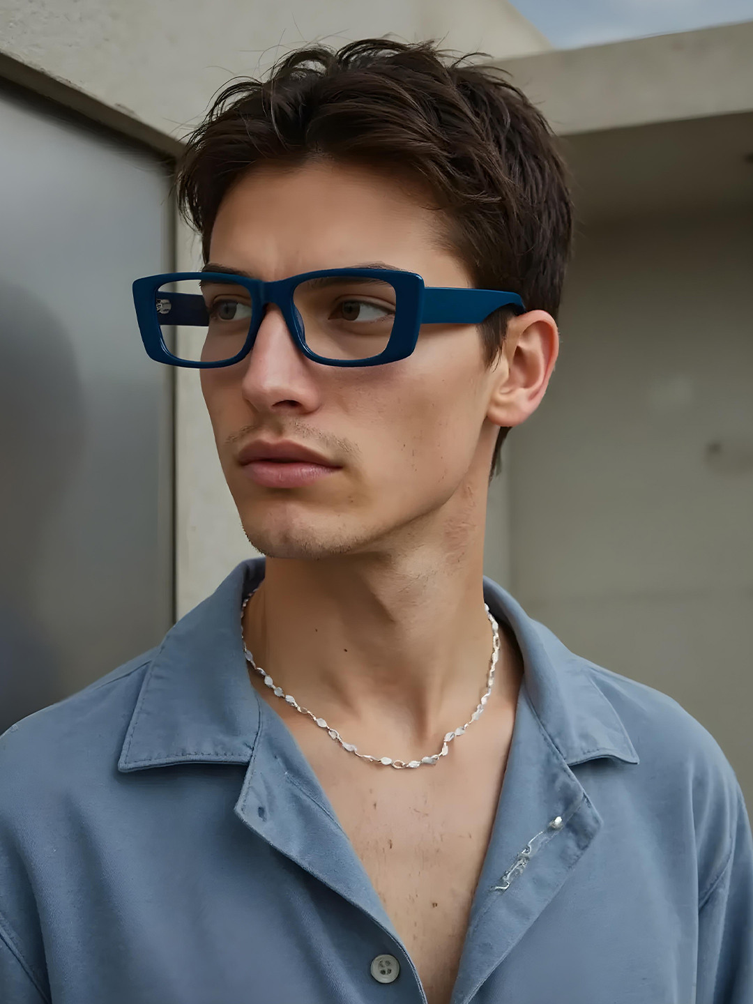 Ted Smith Unisex Turquoise Luxury Acetate Full Rim Rectangle Frames