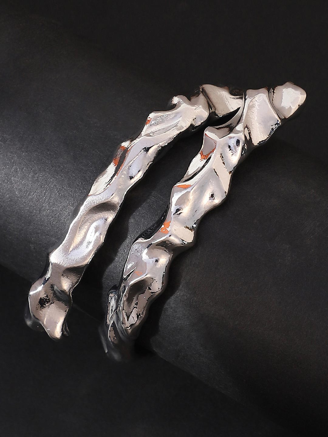 SOHI Women Silver-Plated Crumple-Wrap Cuff Bracelet