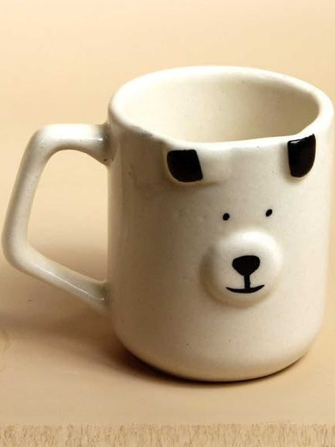del hogar Cream-Coloured Printed Ceramic Glossy Puppy Mug