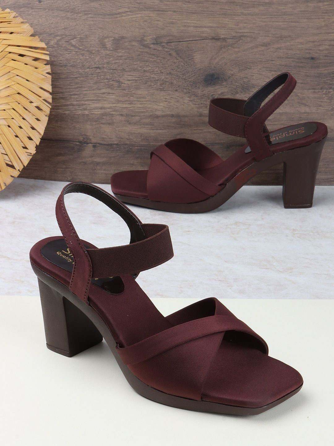 Simplex Footwear Textured Block Heel Sandals