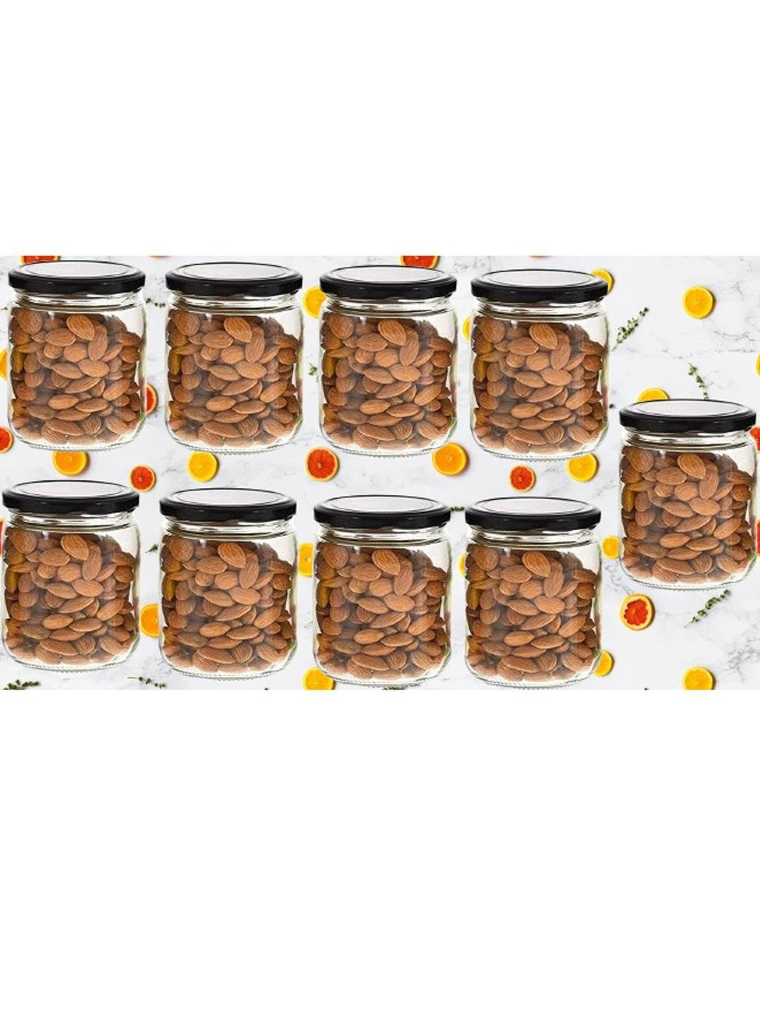 1ST TIME Transparent 9 Pieces Round Shape Dishwasher Safe Jars - 500 ml