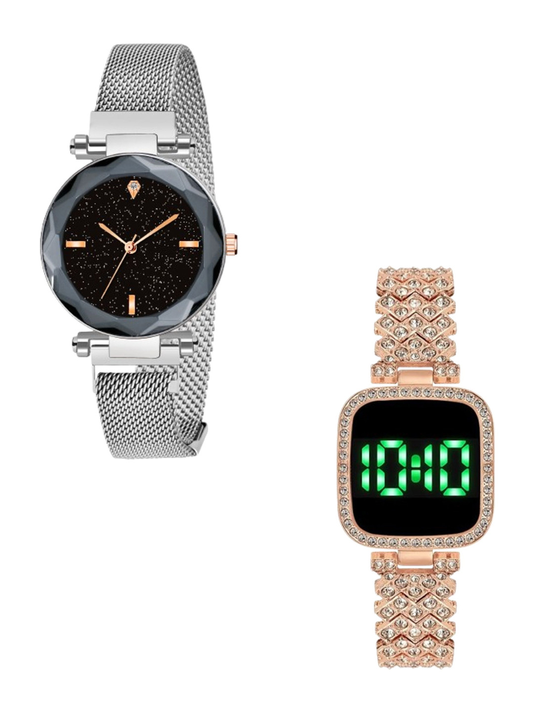 THE SHOPOHOLIC Girls Pack Of 2 Analogue Watch FOUR-SIL-TS