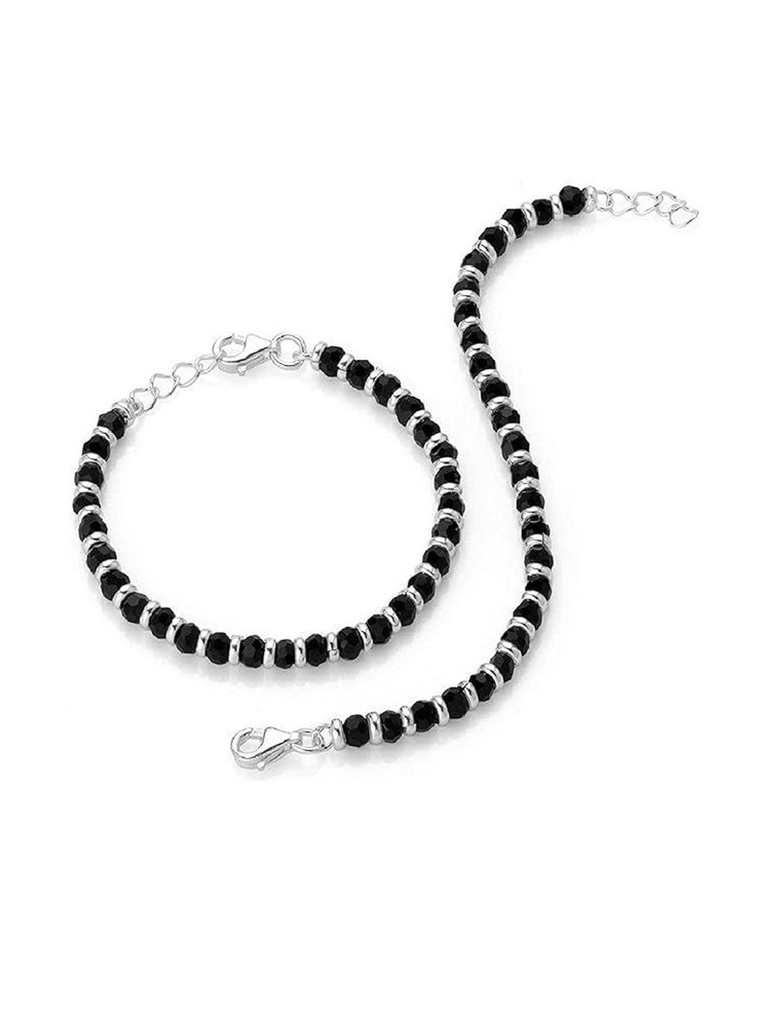 925 SILLER Kids Sterling Silver Rhodium-Plated Beaded Wraparound Pure Silver Bracelet