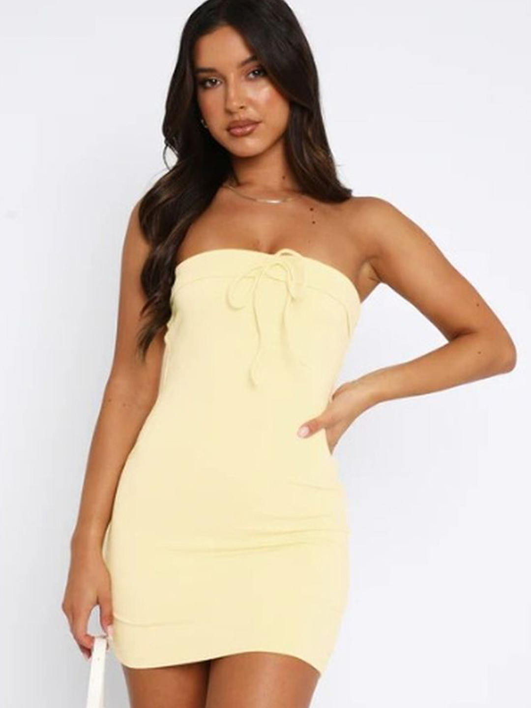 LULU & SKY Strapless Backless Tie-up Bandeau Mini Dress