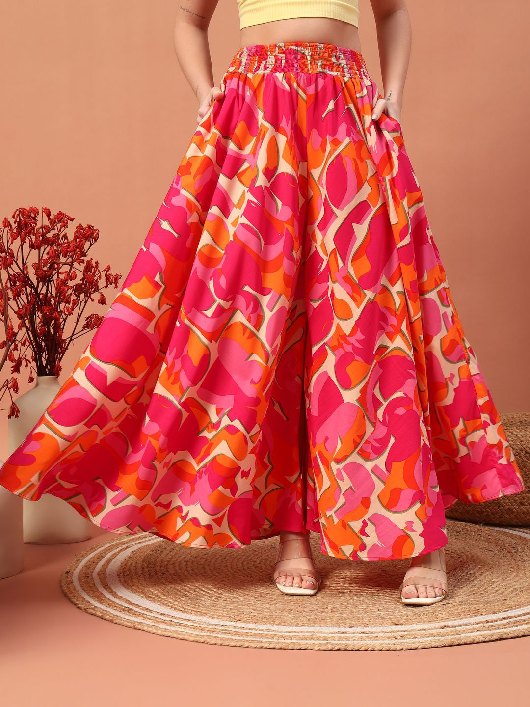 ZWERLON Women Printed Flared Printed Palazzo