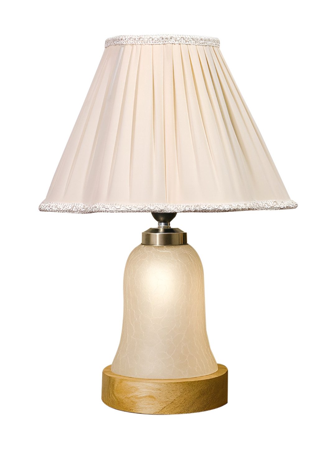 Devansh Off White & Brown Pleated Frusturical Shaped Table Lamp