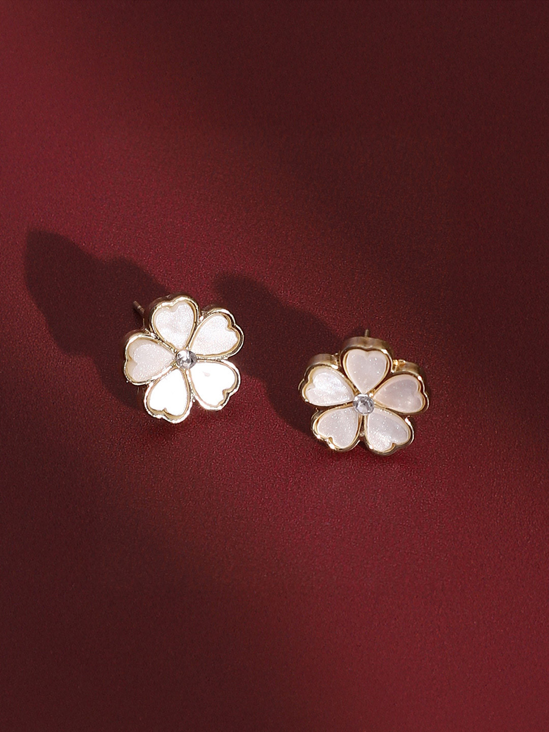 SOHI Gold-Plated Artificial Stones The Cosmos Floral Shaped Studs Earrings