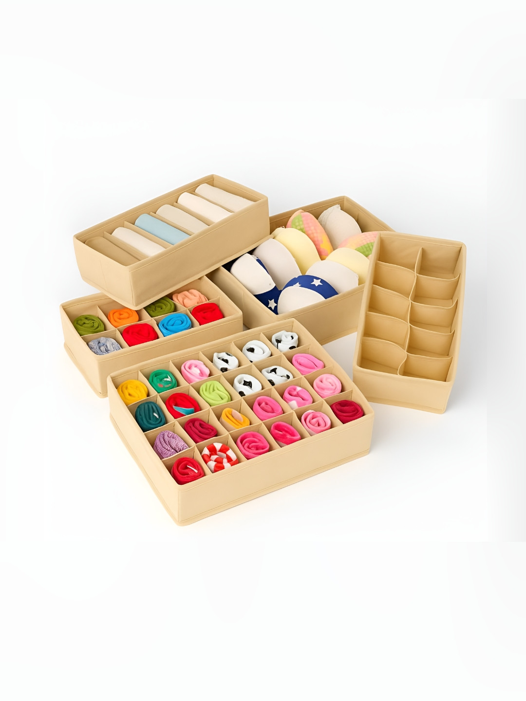 DECOM INDUSTRIES Camel Brown Foldable Fabric Storage Box