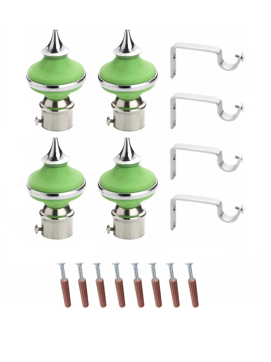 GLOXY Pair of 2 Matka Shape Stainless Steel and ABS Curtain Brackets