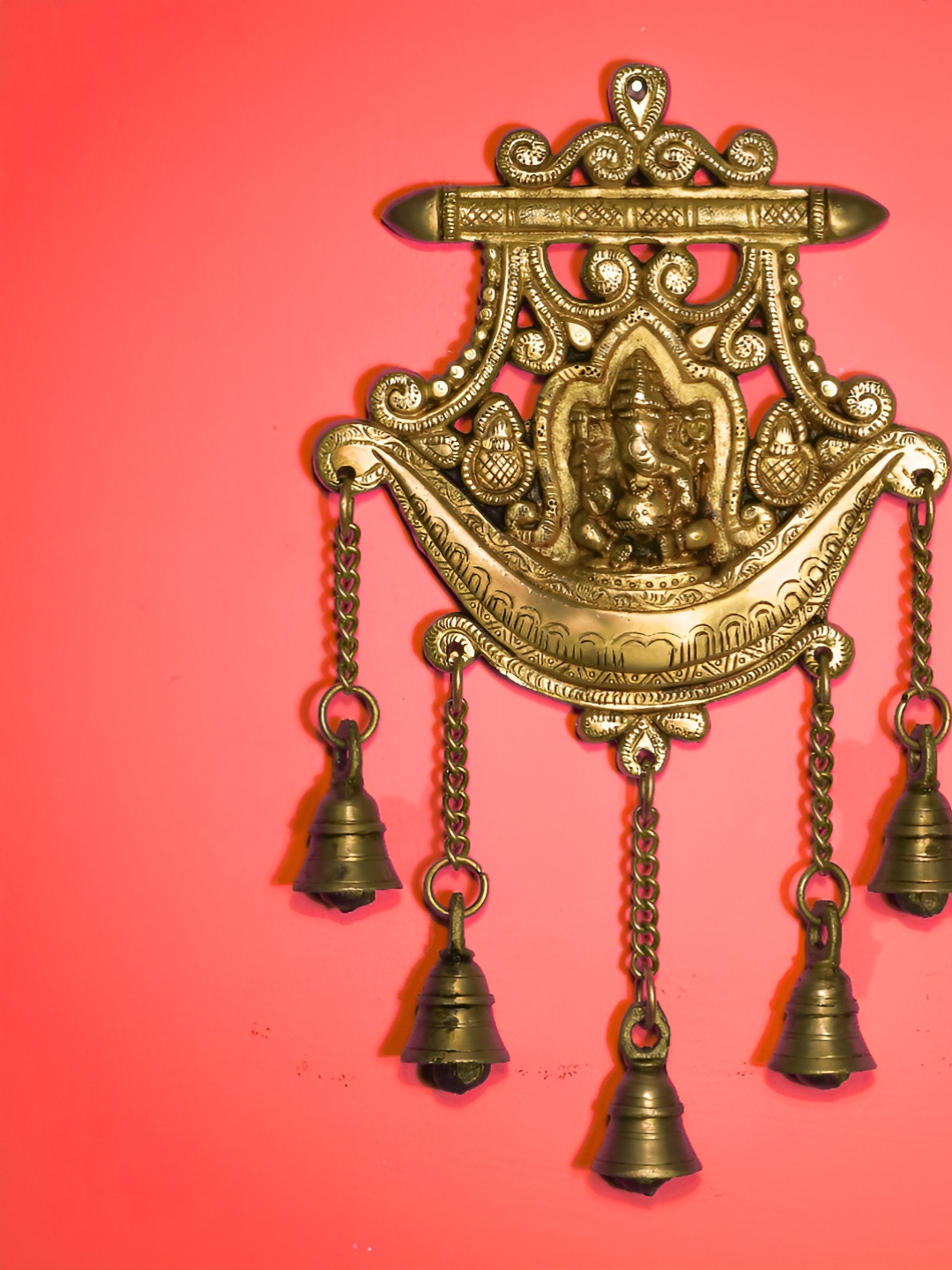 ANTIQAR Gold Toned Textured Wall Mounted Wall Hanging