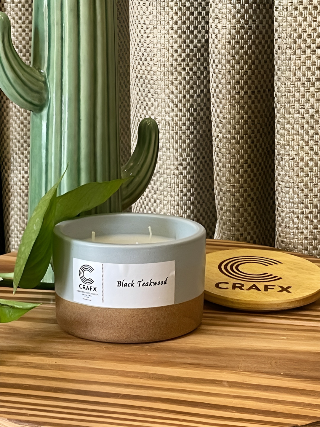 Crafx Grey & White Round Jar Candle