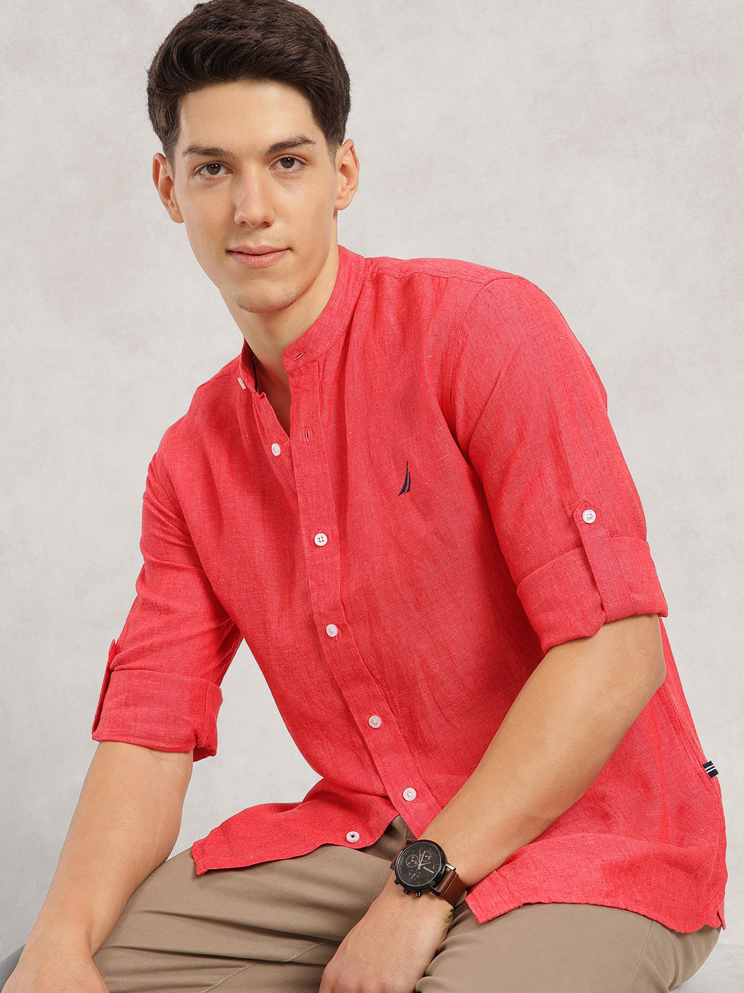 Nautica Slim Fit Roll-Up Sleeves Casual Shirt