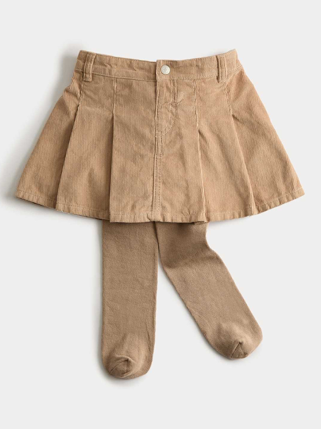 Marks & Spencer Girls Pure Cotton Mid-Rise A-Line Pleated Mini Skirt With Tights