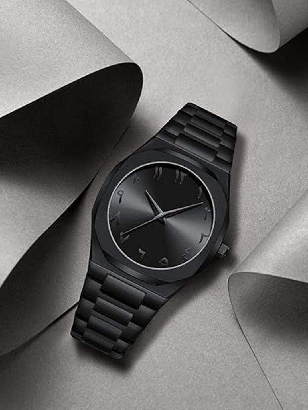 THE SHOPOHOLIC Men Dial & Bracelet Style Straps Analogue Watch Am-Arabic-Black-1911