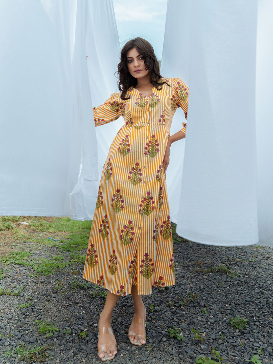 In Your Dreams Women Floral Printed A-Line Midi Dress