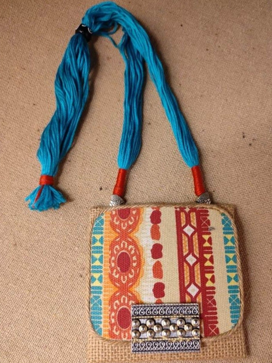 JewelSana Women Blue Jute & Fabric Necklace with Metal Charm