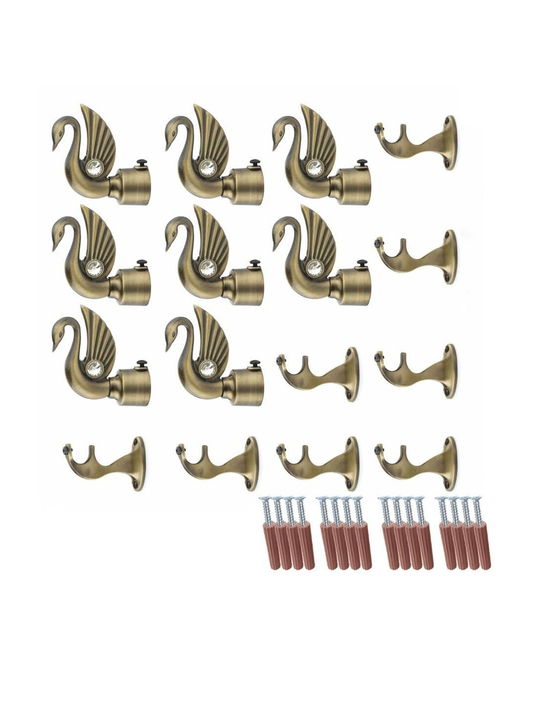 GLOXY Set Of 8 Swan Design Curtain Brackets Curtain Brackets With Support Fittings