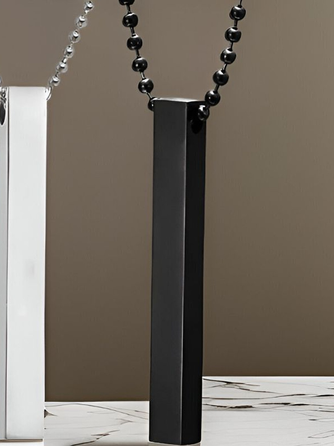 Vivity Unisex Pack Of 2 Silver-Plated Stainless Steel 1001 bar pendant