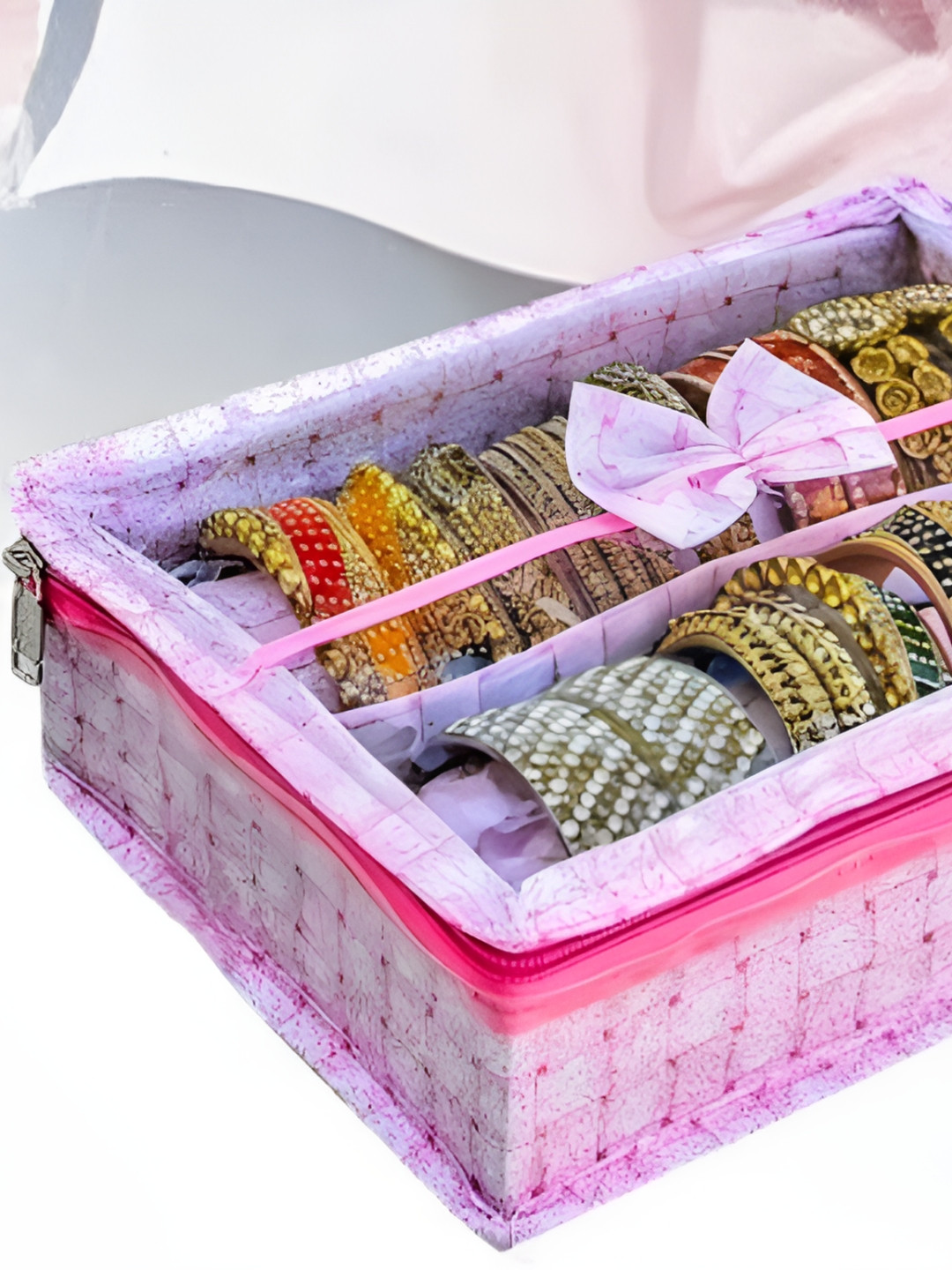 DECOM INDUSTRIES Pink 5 Rod Bangle Box Jewellery Organiser