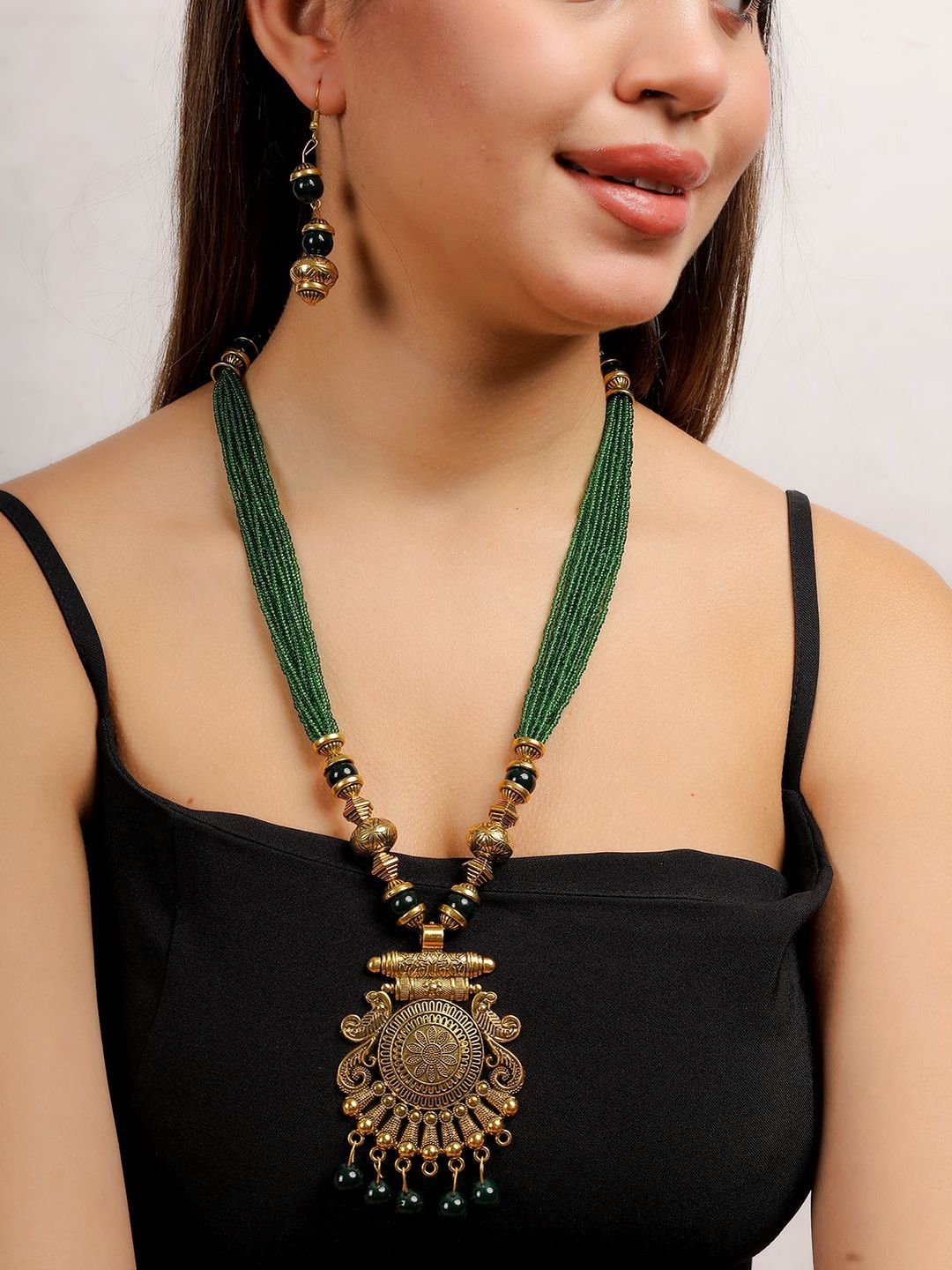 jooltara Women Beaded Long Statement Jewellery Set