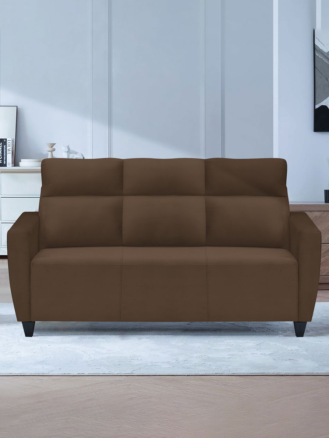 ARRA Brown Velvet 3 Seater Sofa