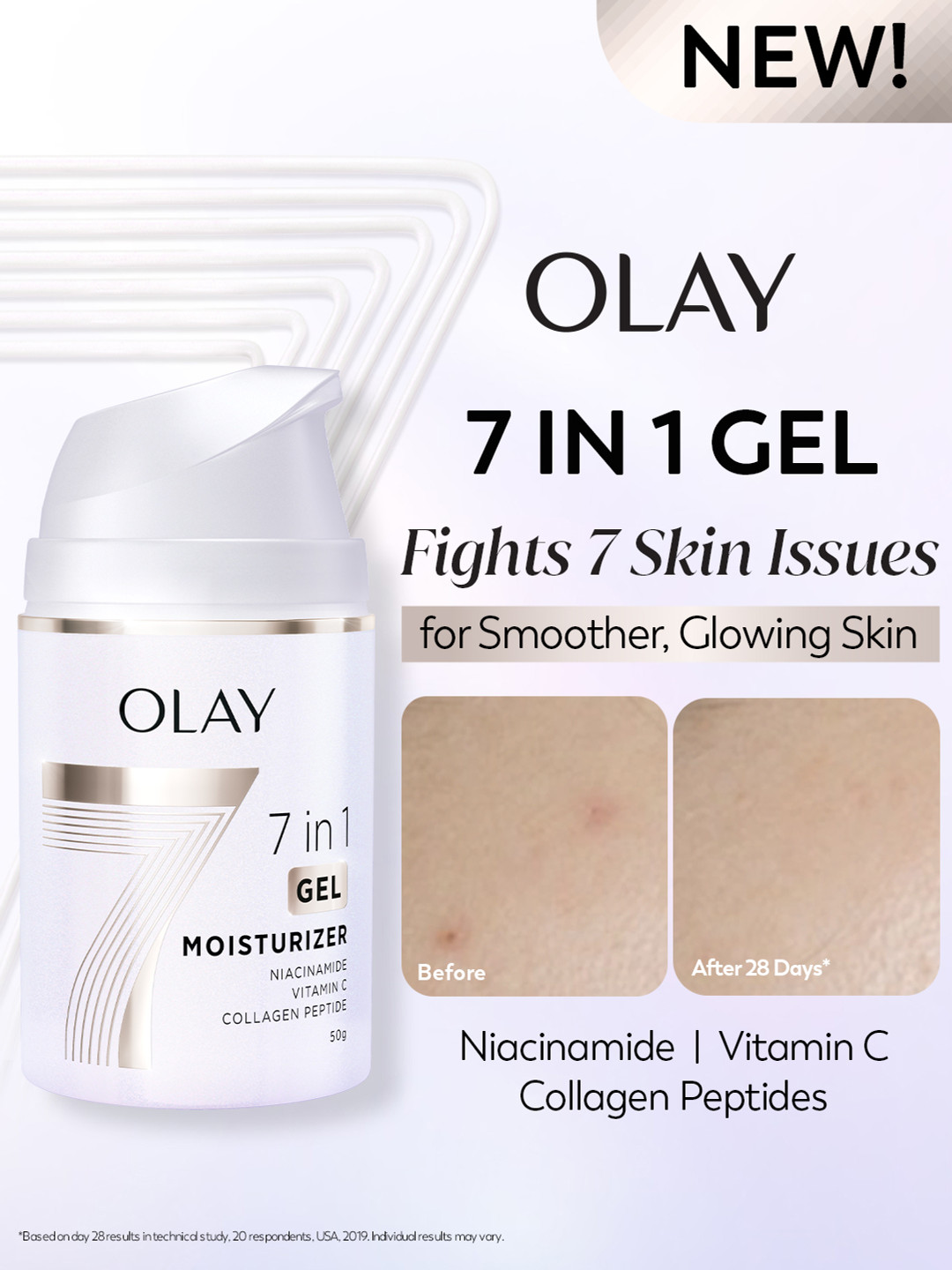 Olay 7in1 Lightweight Gel Moisturizer with Niacinamide Vit C & Collagen Peptide - 50g