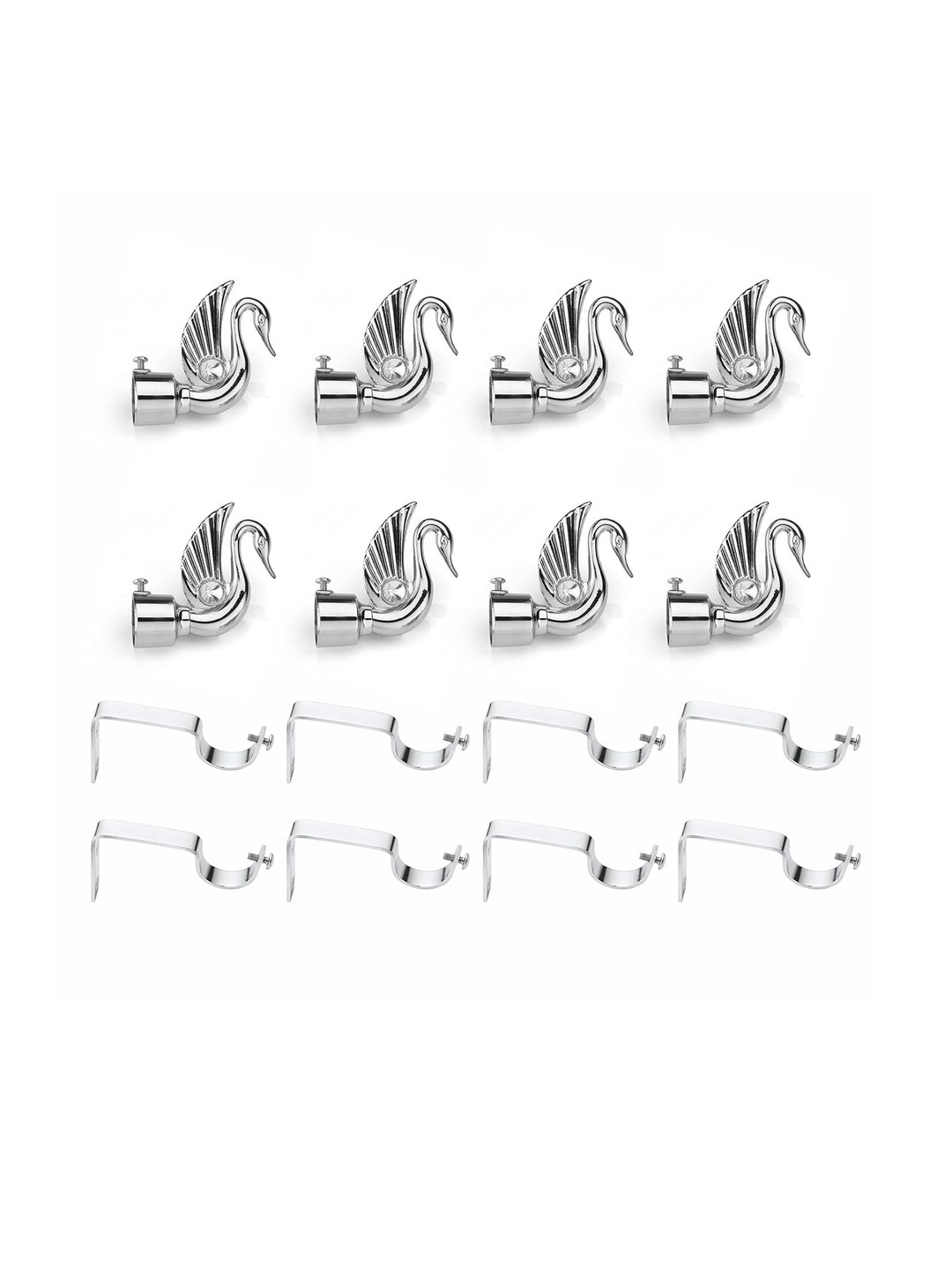GLOXY Pair Of 4 Aluminium Stainless Steel Brackets With Holder