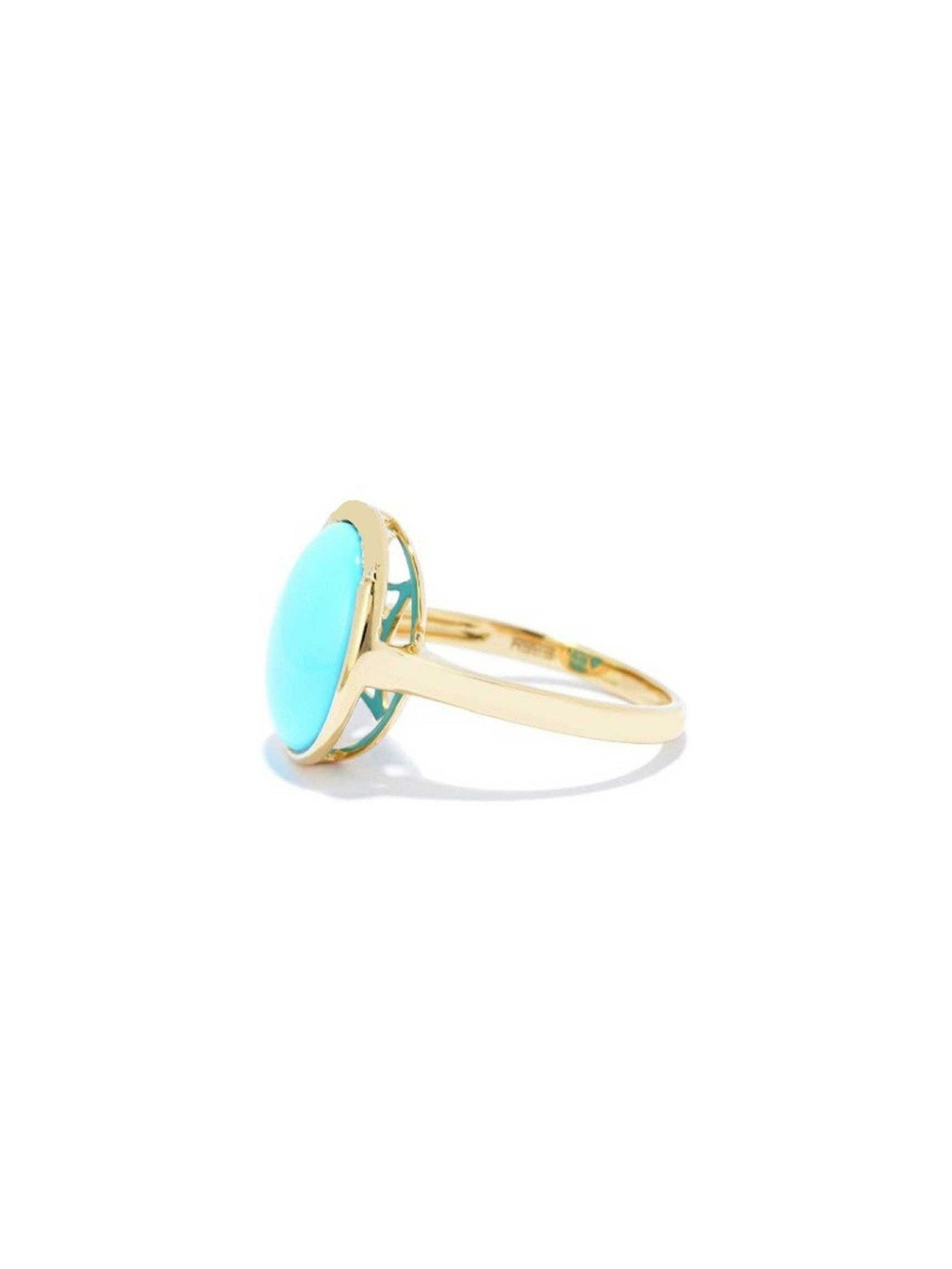 elitemart Men Gold-Plated Copper Turquoise Finger Ring
