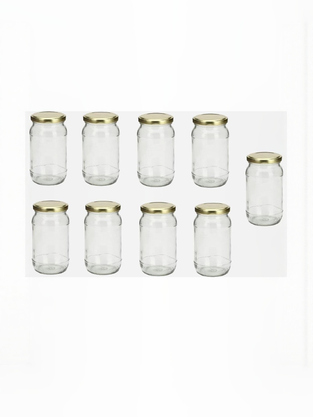1ST TIME Transparent 9 Pieces Round Shape Dishwasher Safe Jars - 400 ml