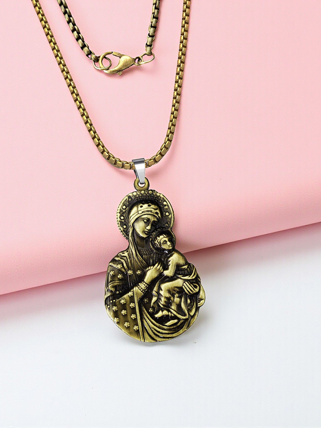 THE MEN GIFT Virgin Mary With Infant Jesus Pendant With Chain