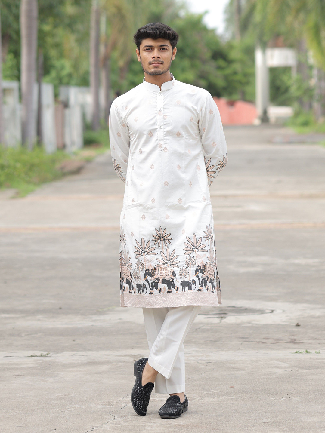 House Of Sanskruti Ethnic Motifs Printed Mandarin Collar Straight Kurta