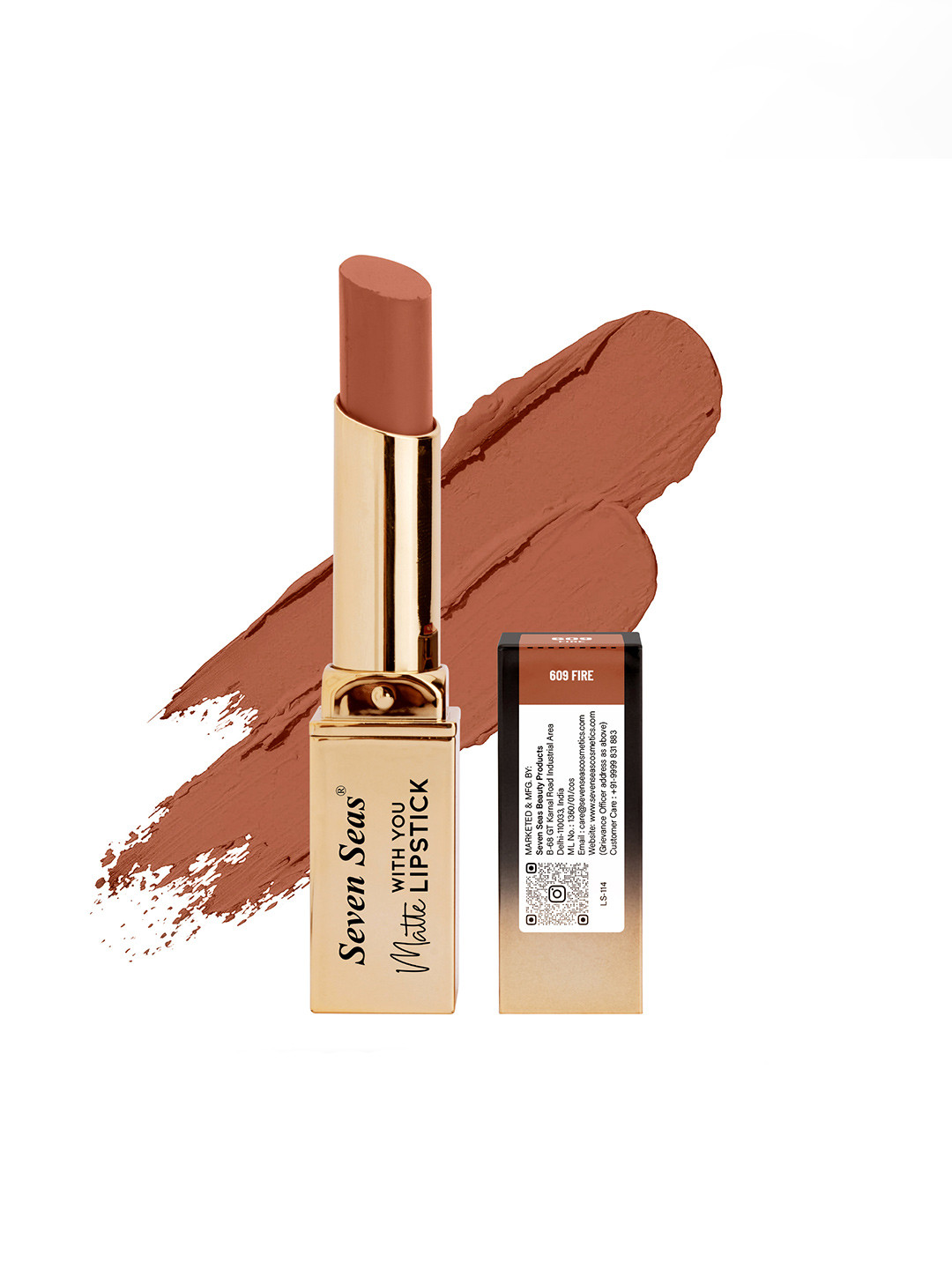 Seven Seas Matte With You Lipstick, 3.8gm -Fire