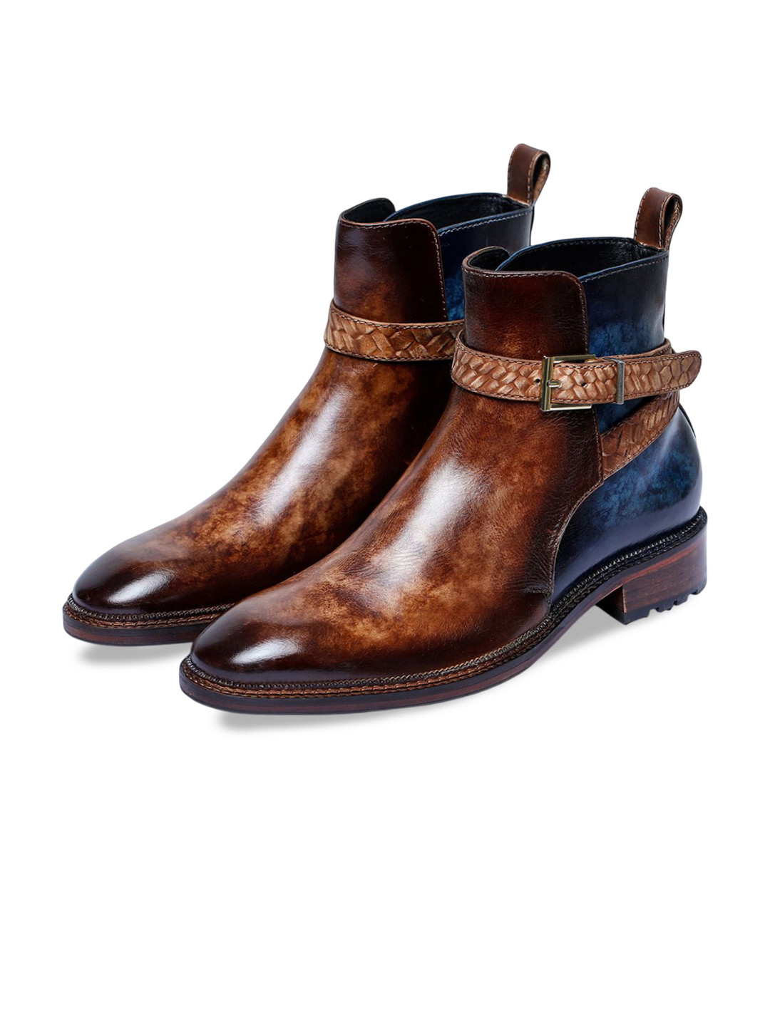 Lethato Men Leather Cross Strap Boots