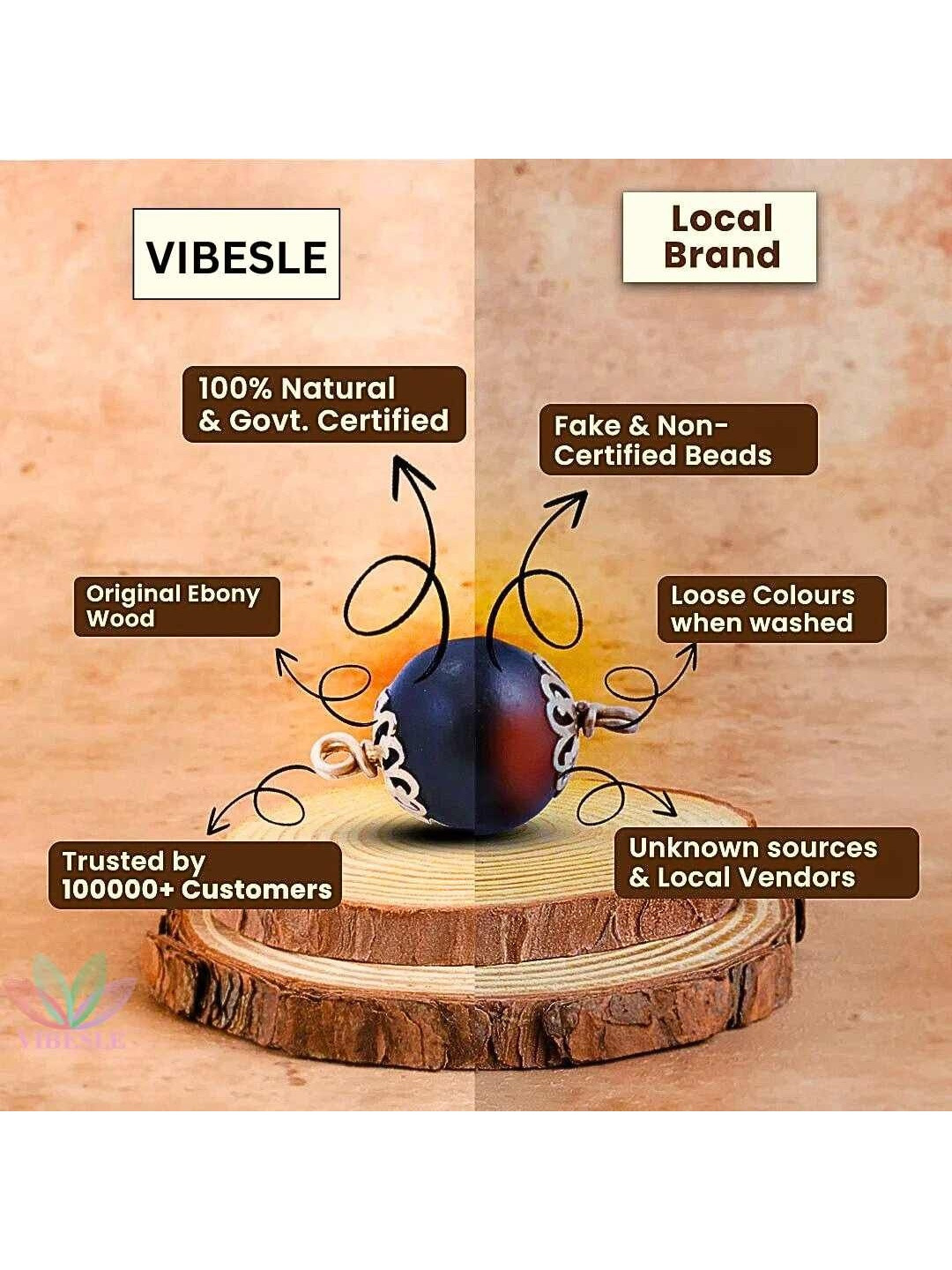 VIBESLE Unisex Silver Karungali Malai Handcrafted Necklace