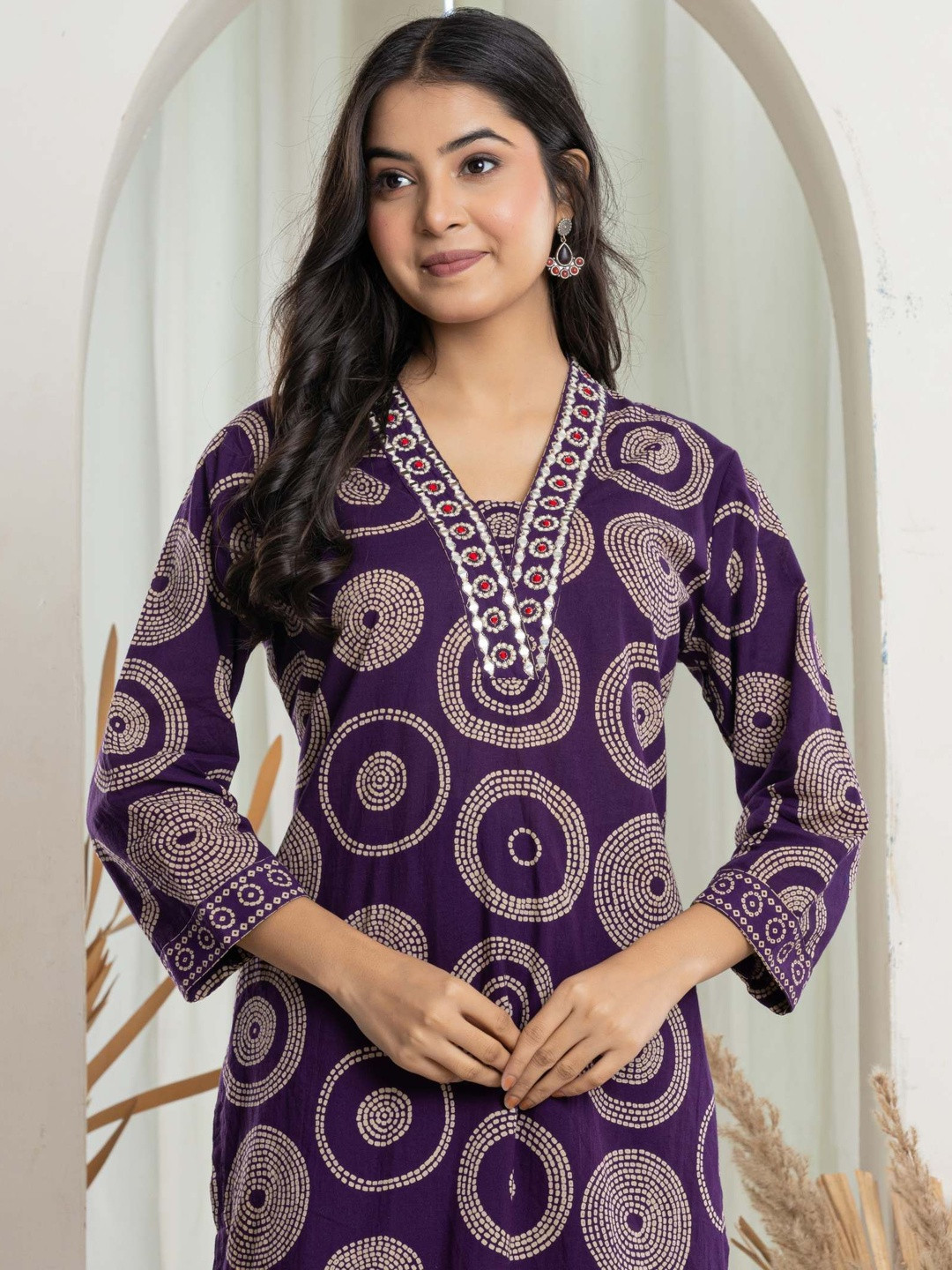 STYLE OF AYANA Women Geometric Printed Cotton Kurta with Palazzos