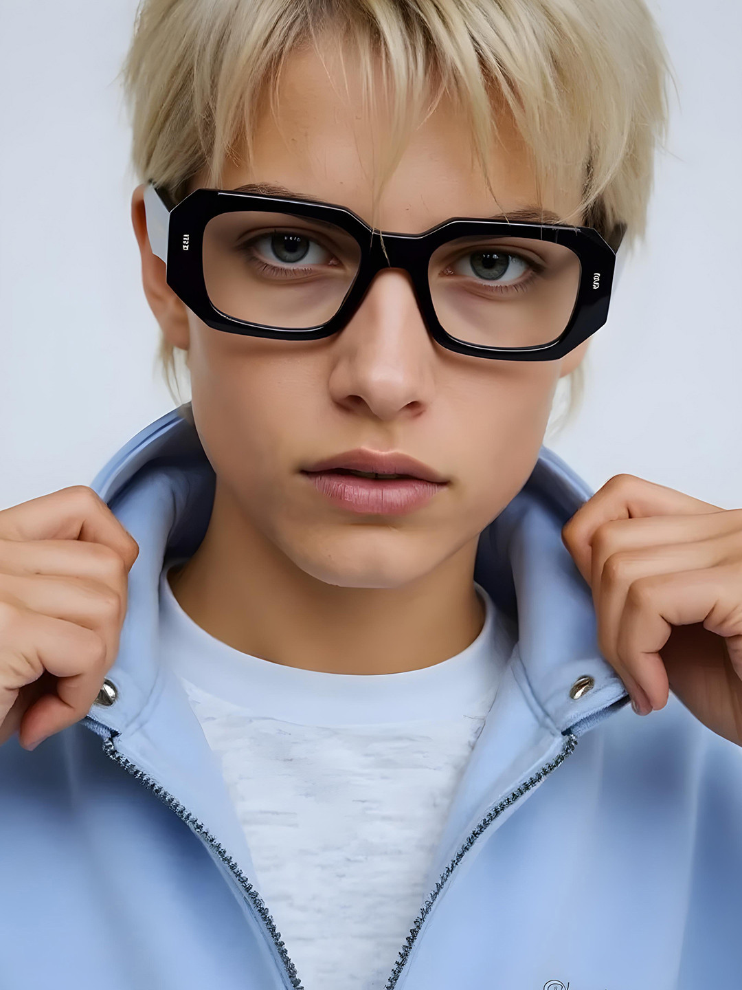 Ted Smith Unisex Black Premium Acetate Full Rim Rectangle Frames