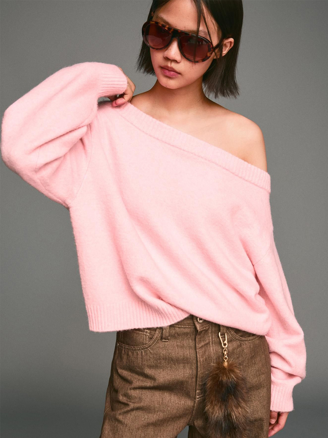 Bershka Women Off-Shoulder Long Sleeves Sweaters