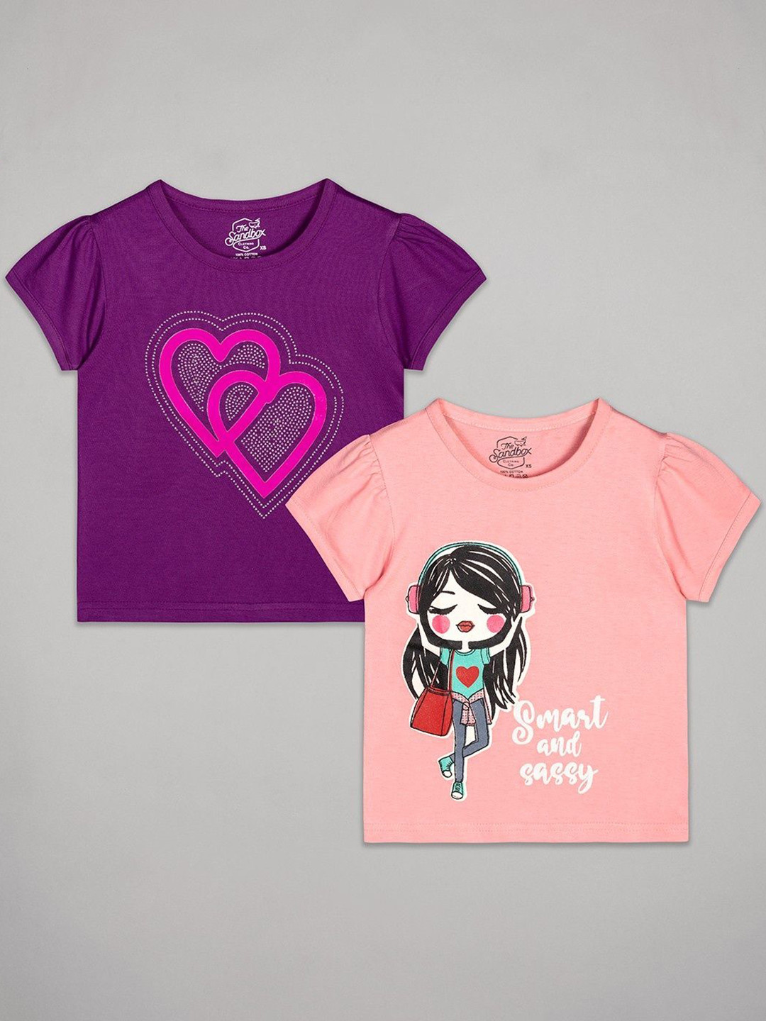 The Sandbox Clothing Co. Girls Pack Of 2 Cotton Tshirts
