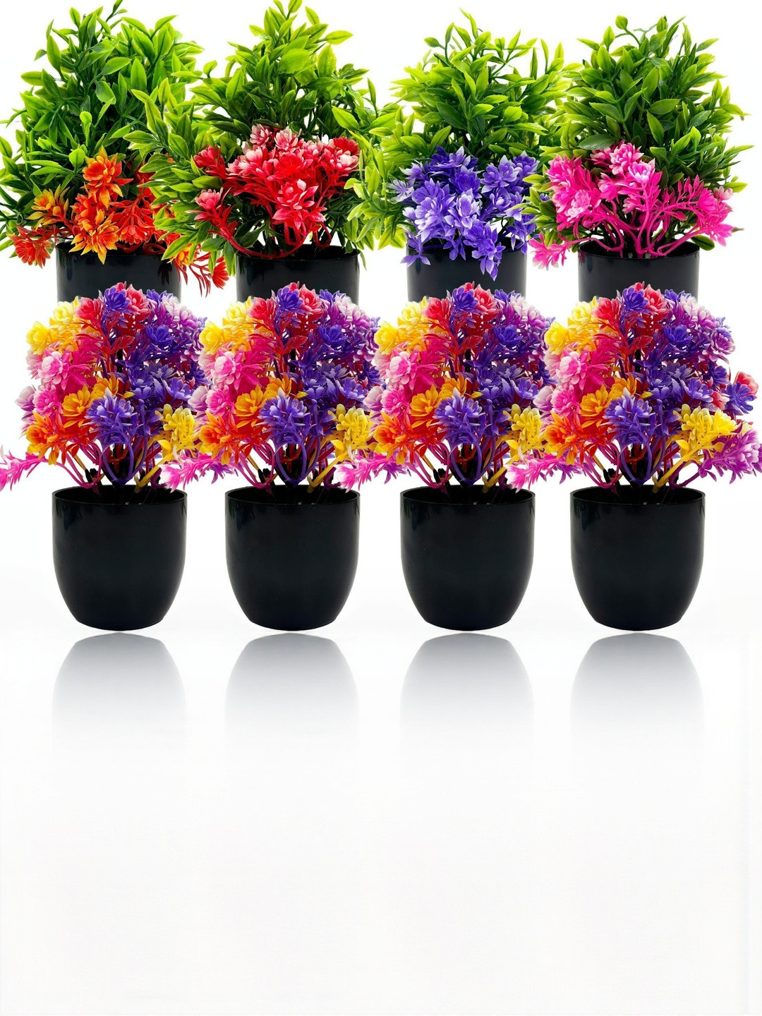 Dekorly Unisex Set of 8 Non-Hanging Artificial plants With Pot