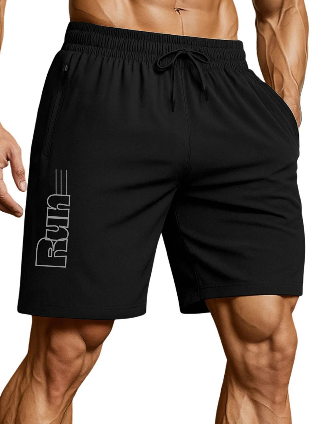 3Colors Men Typography Printed Low-Rise Running Sports Shorts