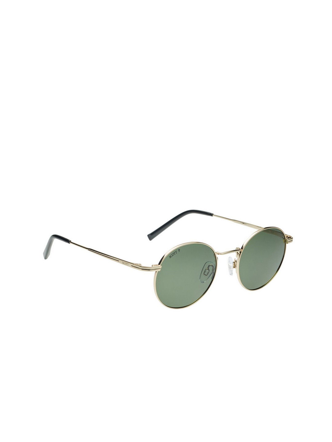 SCOTT Green Lens & Gold-Toned Full Rim Round Sunglasses