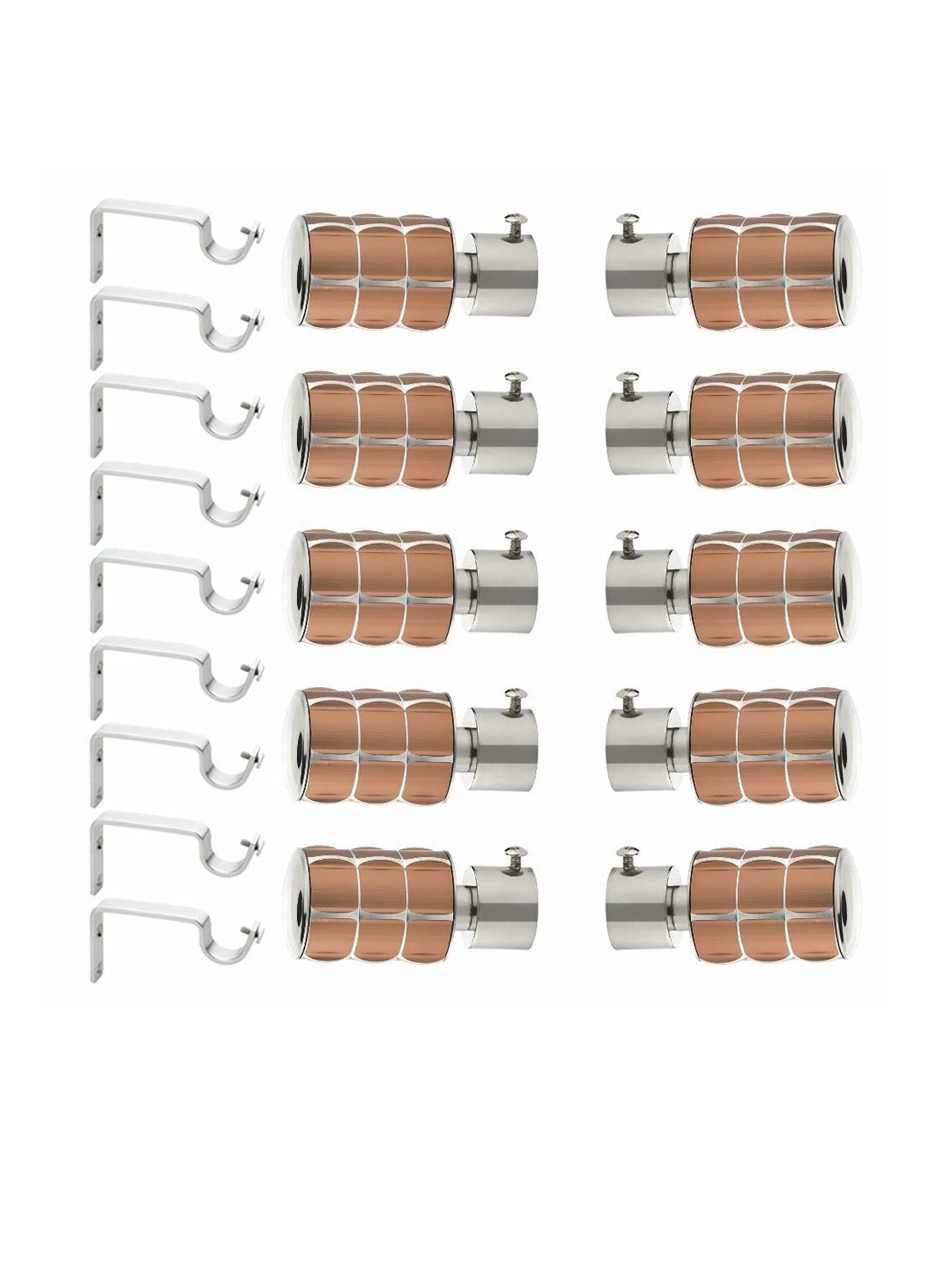 GLOXY Mustard & Silver-Toned 10 Pieces Stainless Steel Curtain Brackets